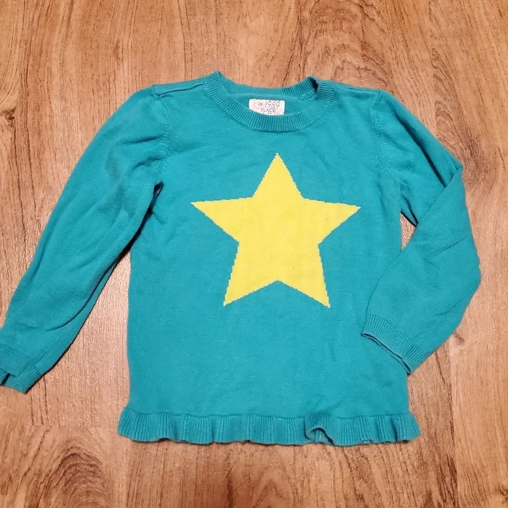 Children's Place 4T Teal Sweater With A Yellow Star